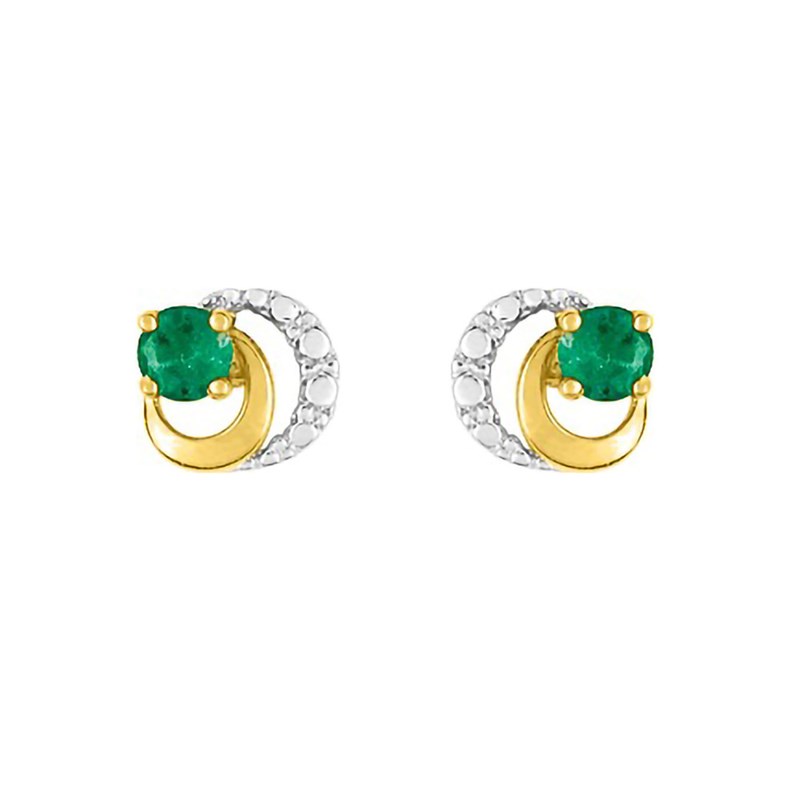 Boucles d'oreilles femme - Clou - Or 18 Carats - Emeraude