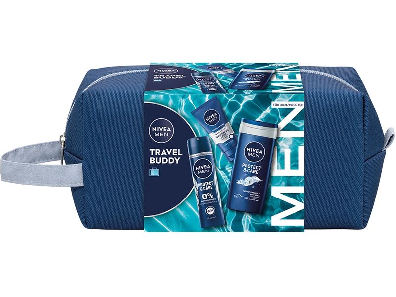NIVEA MEN Geschenkset Travel Buddy 2024 Set mit feuchtigkeitsspendenden Pflegeprodukten