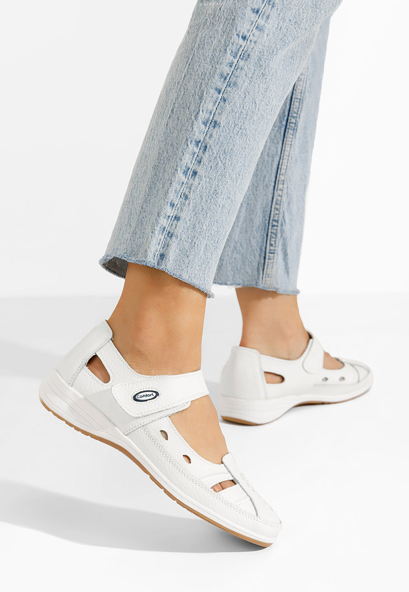 Ballerines femme en cuir blancs Deby