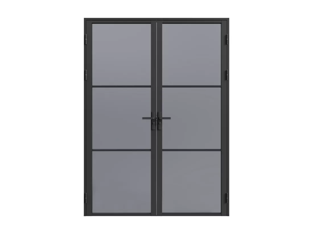 Bloc porte réversible à deux battants en aluminium et verre trempé fumé - 2 x H204 x L93 cm - Noir - MASERU