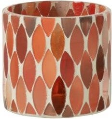 J-Line waxinelichthouder Mozaïek rood / bruin D 7,5 H 7,5 cm