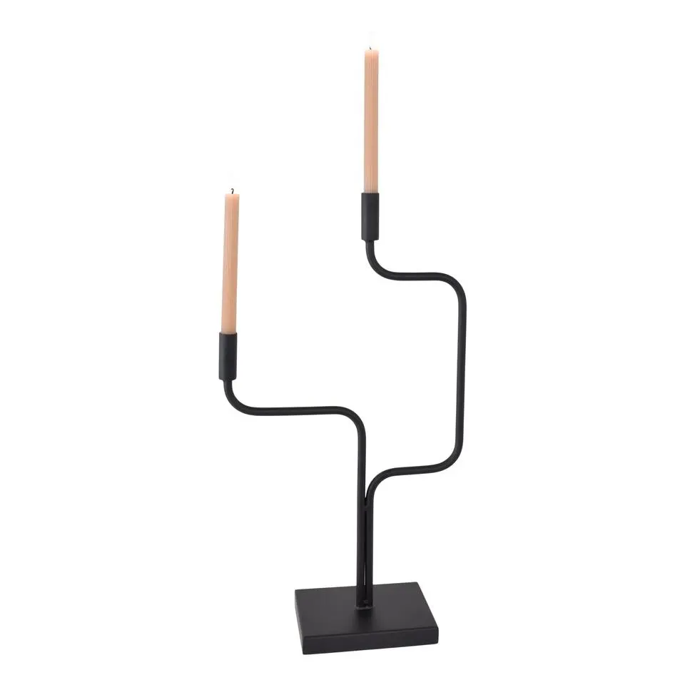 LOFT42 Swing Kandelaar - 2 Kaarsen - Metaal - Mat Zwart -67x37x16