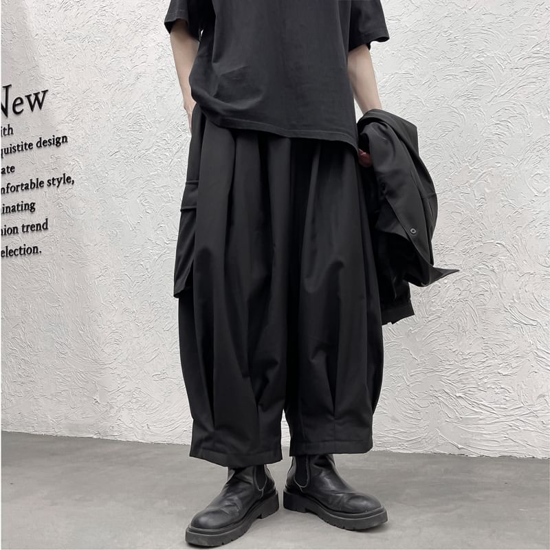 Patow - Mid Rise Plain Cropped Baggy Cargo Pants