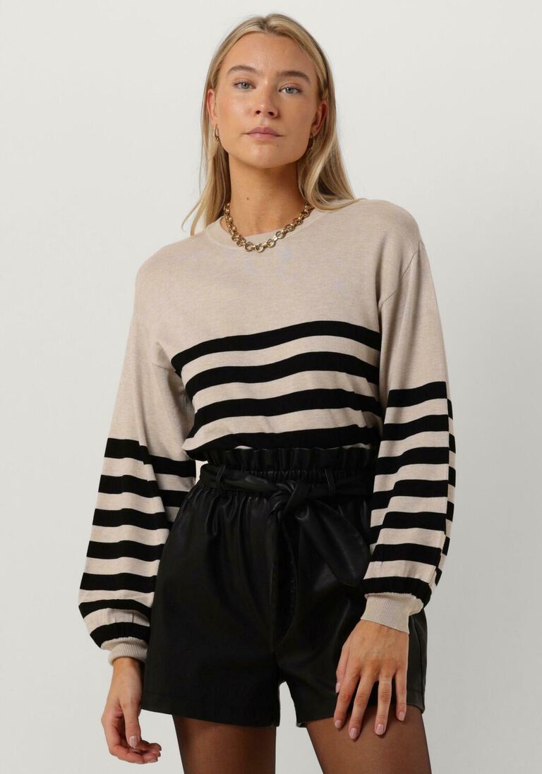 MINUS beige minus trui perla striped knit pullover