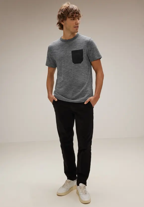 Melange Strick T-Shirt - stone grey melange