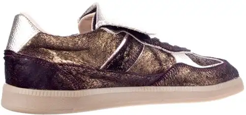 Babouche donkerbruin/goud combi Ira-125 - maat 43 veterschoen donkerbruin/goud combi - maat 43 Calandschoen