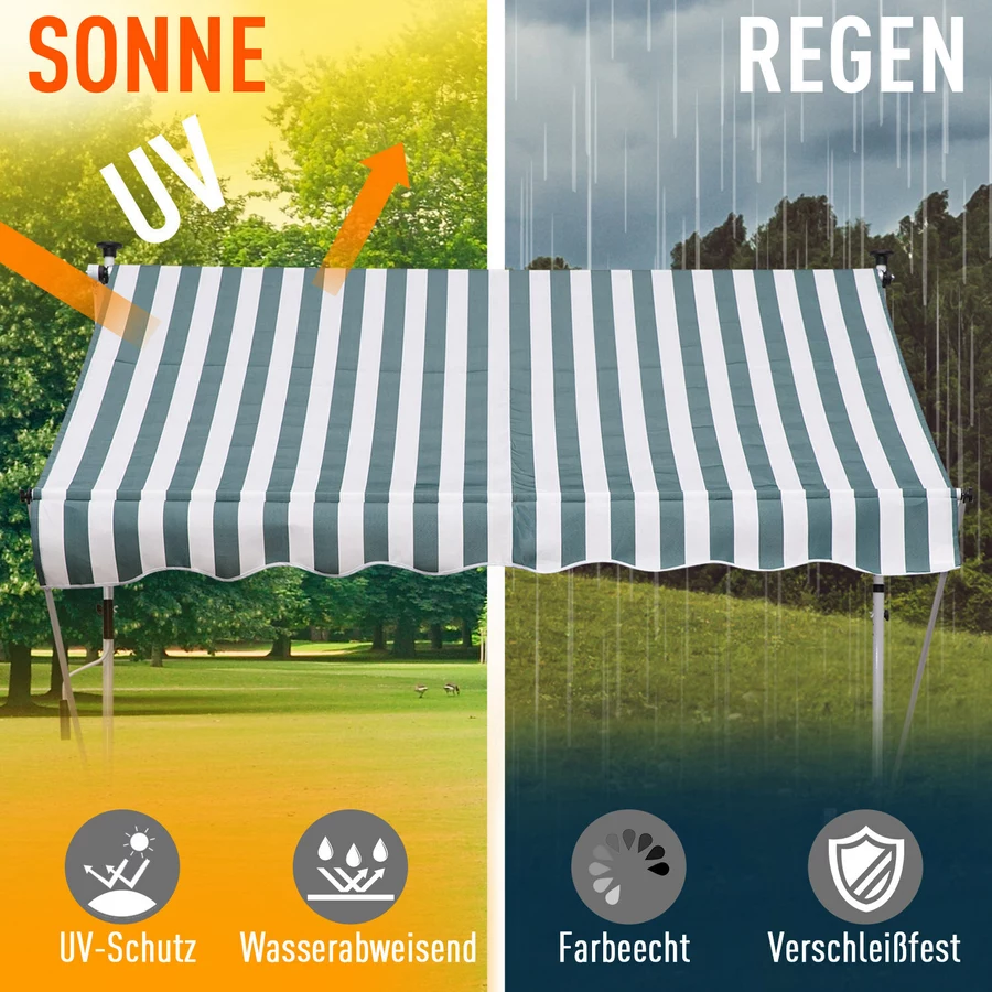 Outsunny Klemmmarkise mit Handkurbel grün