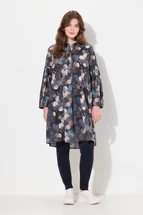 Longbluse, A-Linie, Rundhals, Langarm, Biobaumwolle