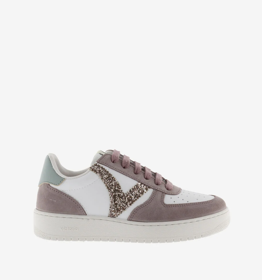 MADRID SPLIT LEATHER & GLITTER SNEAKERSLAVANDA