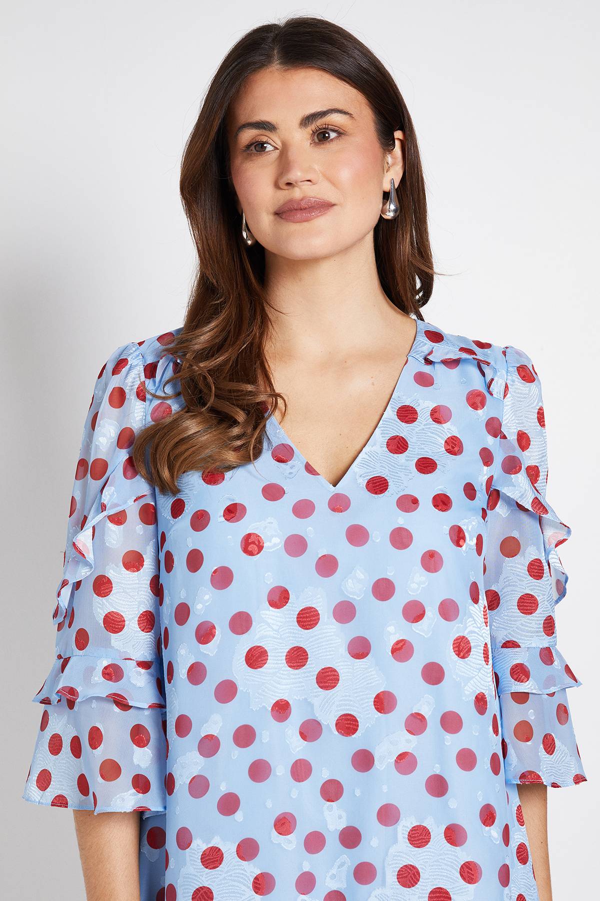 Wallis Robe Droite À Volants Imprimé Pois