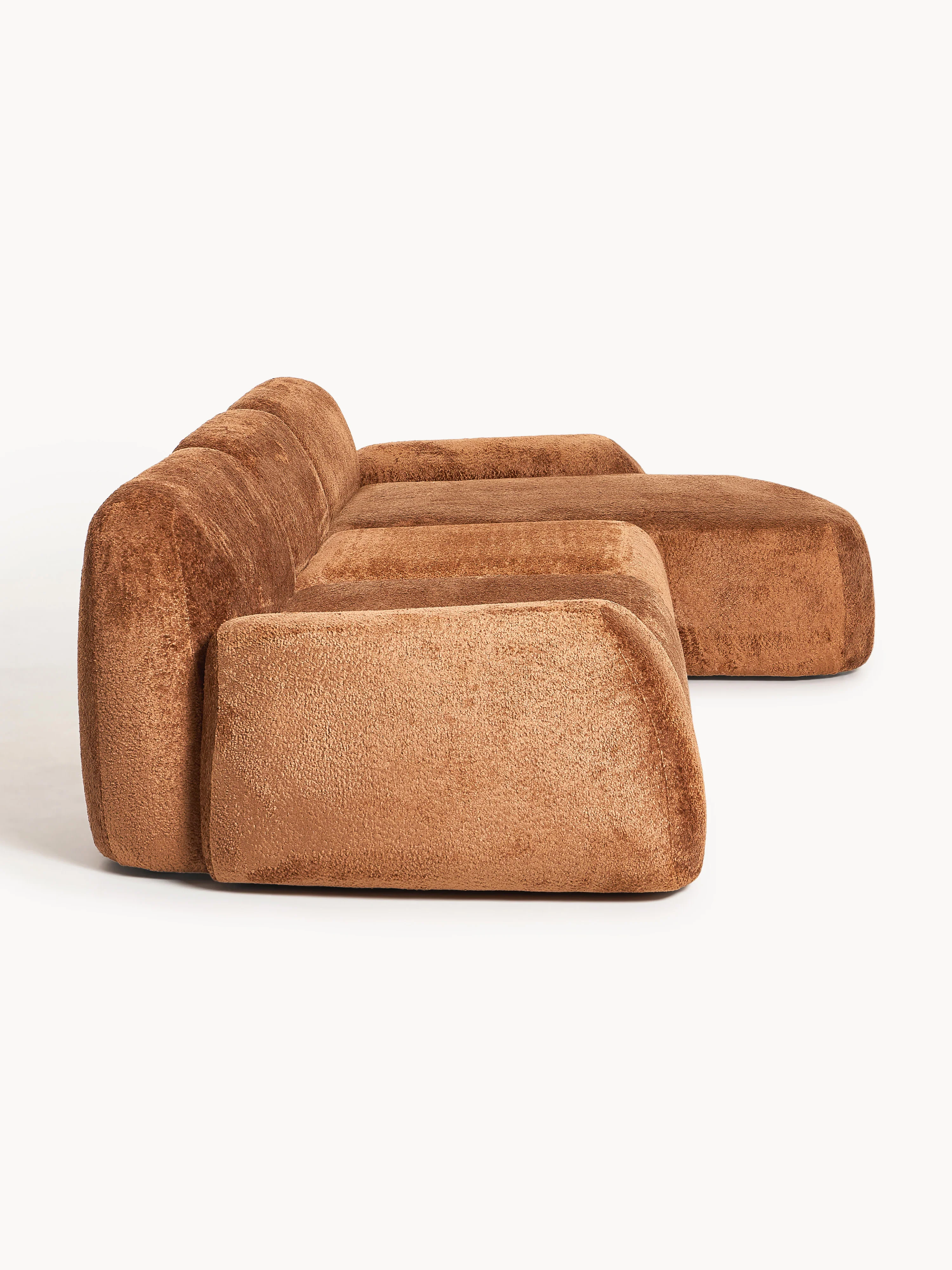 Modulaire teddy-bouclé hoekbank Wolke (4-zits)