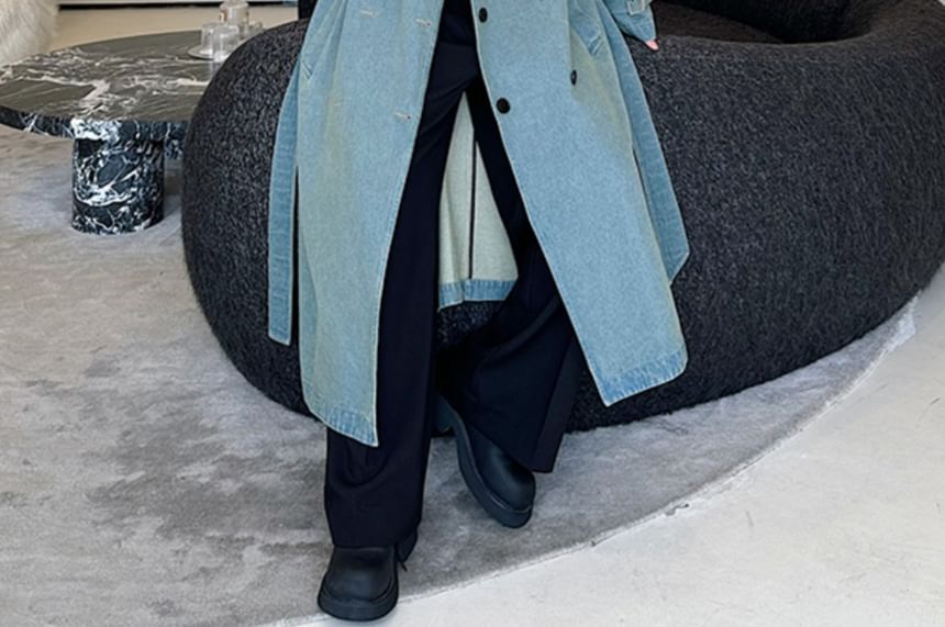 Patow - Gewassen denim trenchcoat met dubbele rij knopen