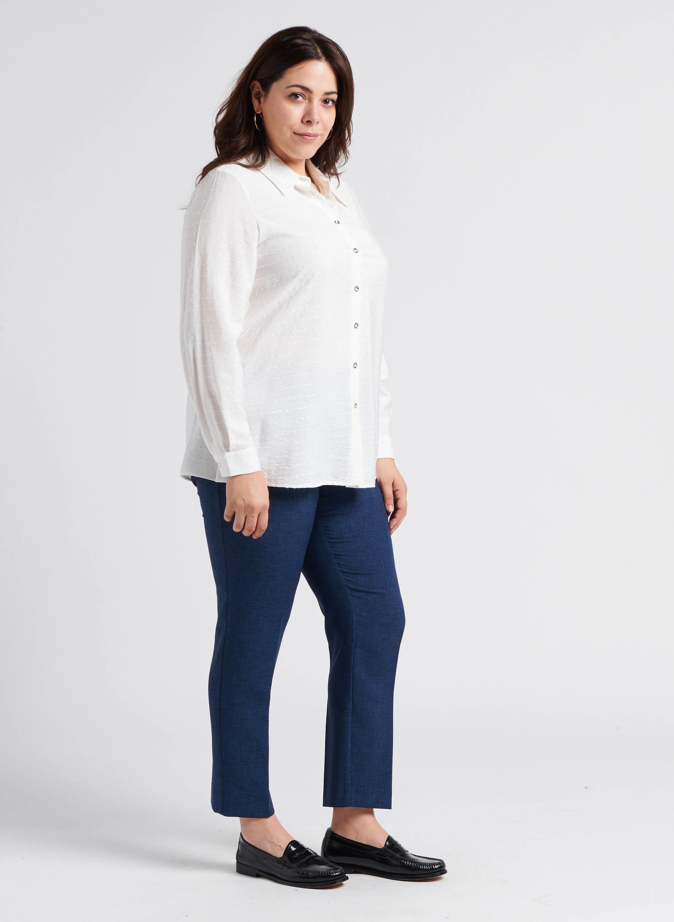 REGNO - Pantalon droit à pince taille haute| Bleu