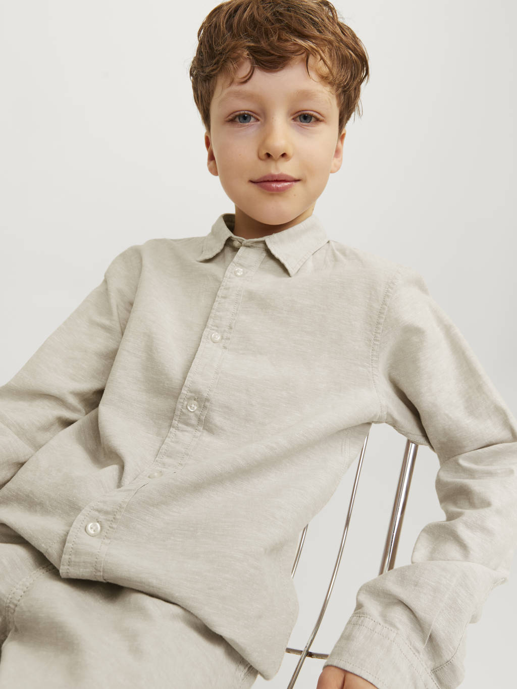 JACK & JONES overhemd JJELINEN BLEND beige