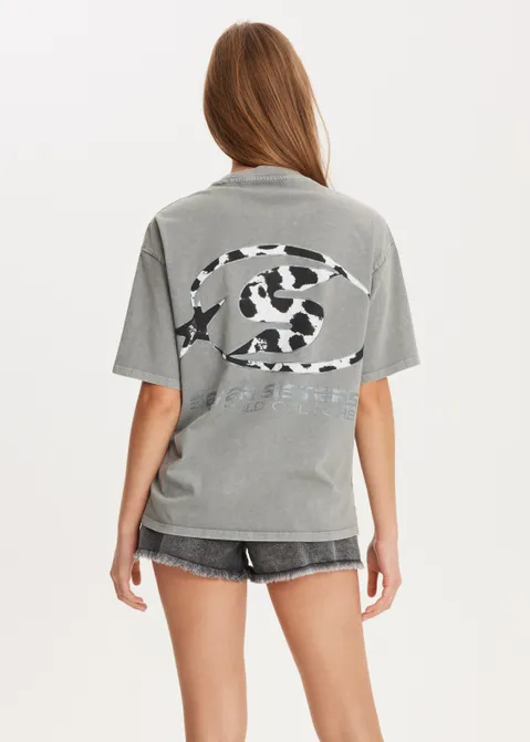 T-shirt met print dream on grijs (GRS.L)