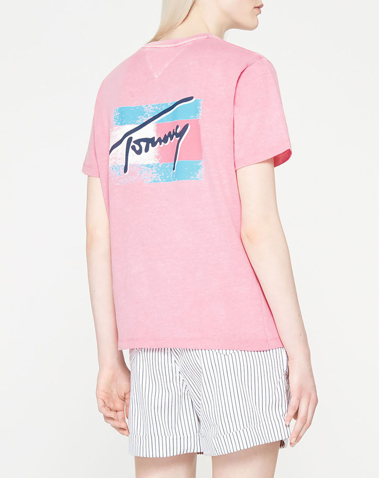 Tommy Jeans T-Shirt 100% Coton Bio relaxed painted flag rose