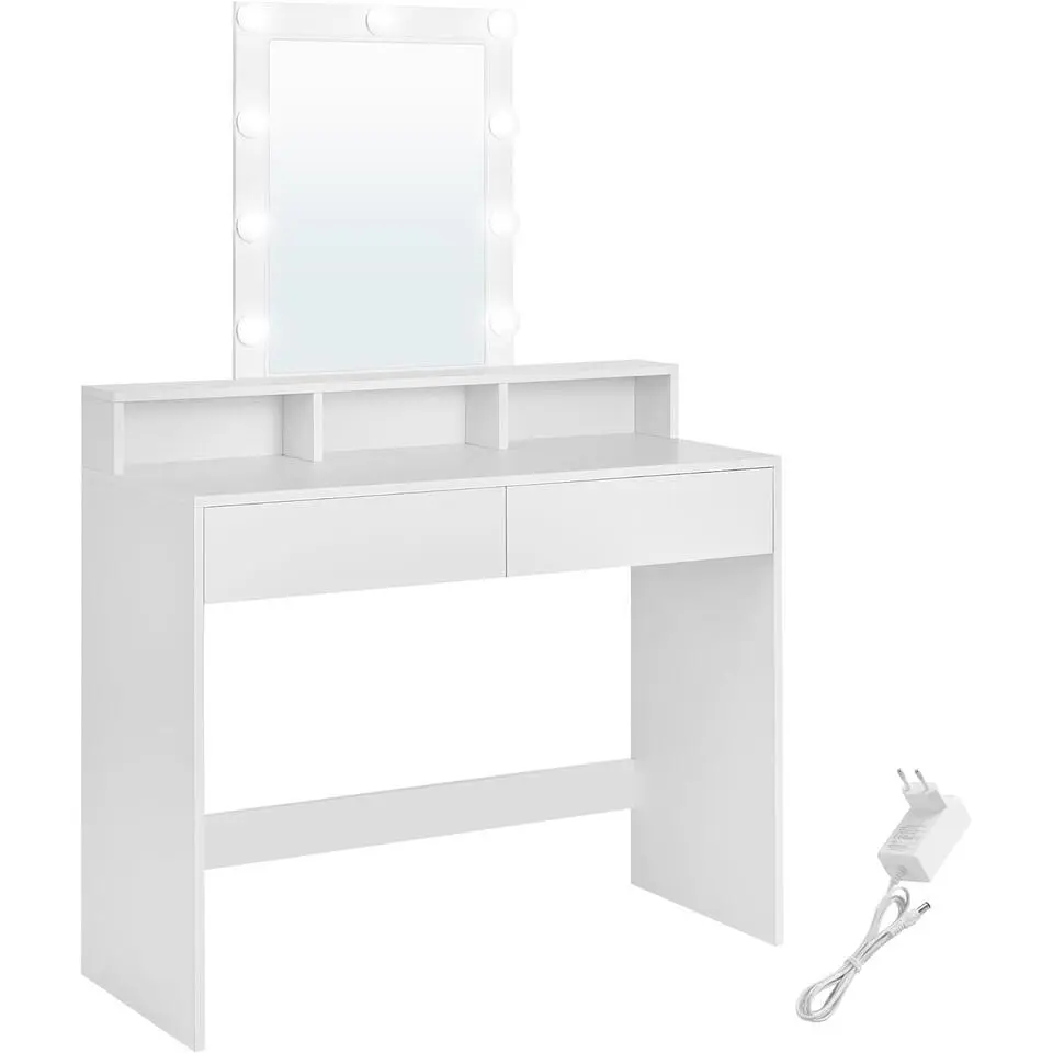 Furnihaus Witte Kaptafel met Led - 2 lades en 3 open vakken - Wit