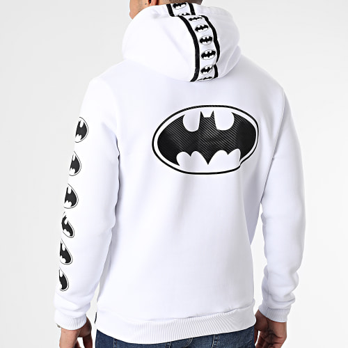 Sweat Capuche Textured Logo Blanc Noir
