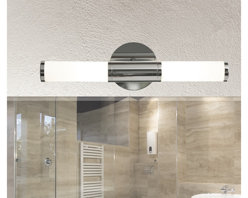 Wandlamp IP44 2-lichts L 46 cm Palmera chroom/wit