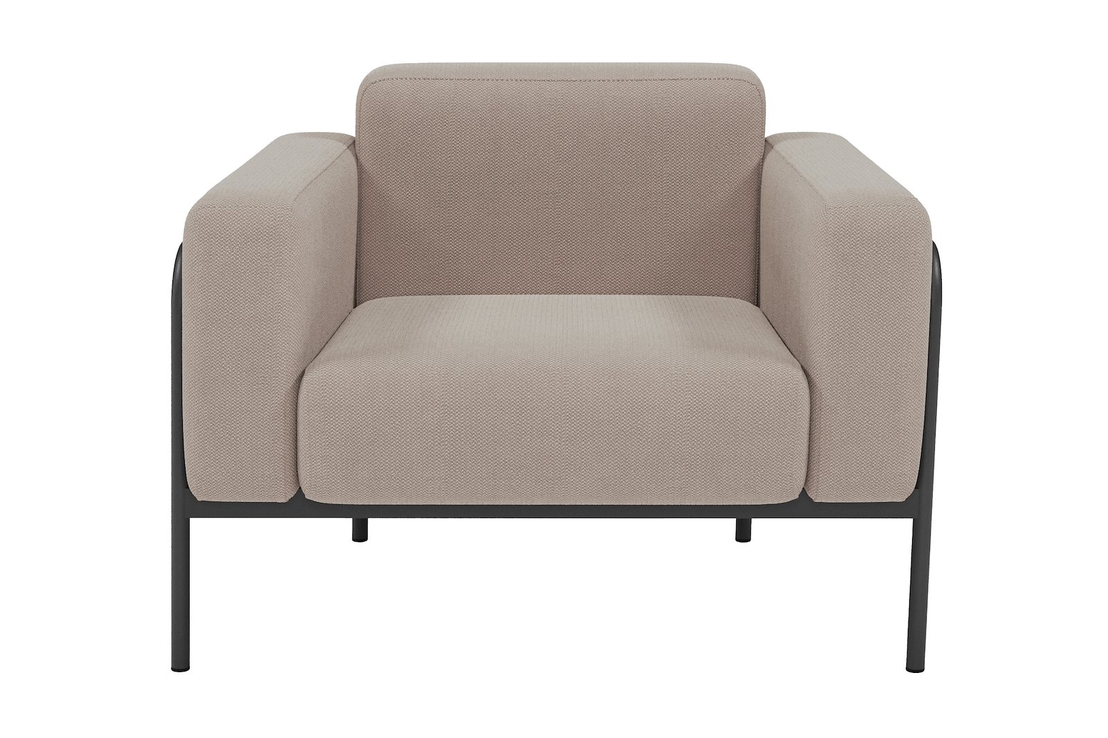 Forli 1-seter hagesofa Tekstil Jojoba 1 stone, med ramme og ben i sortlakkert aluminium.