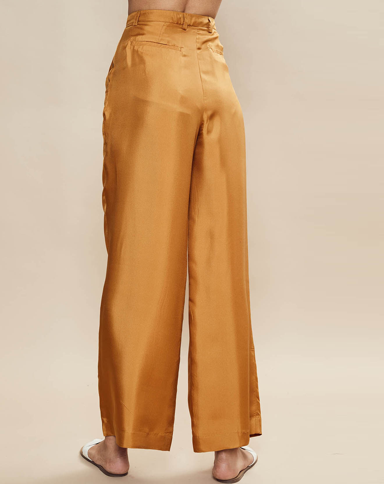 Chloé Stora Pantalon 100% Soie Poitiers camel