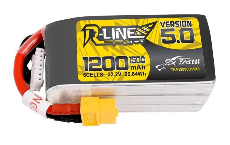 RC-Akku LiPo 1200 mAh 22.2 V 150C R-Line V5Tattu R-Line Version 5.0 6S LiPo Akku mit XT60 Stecker