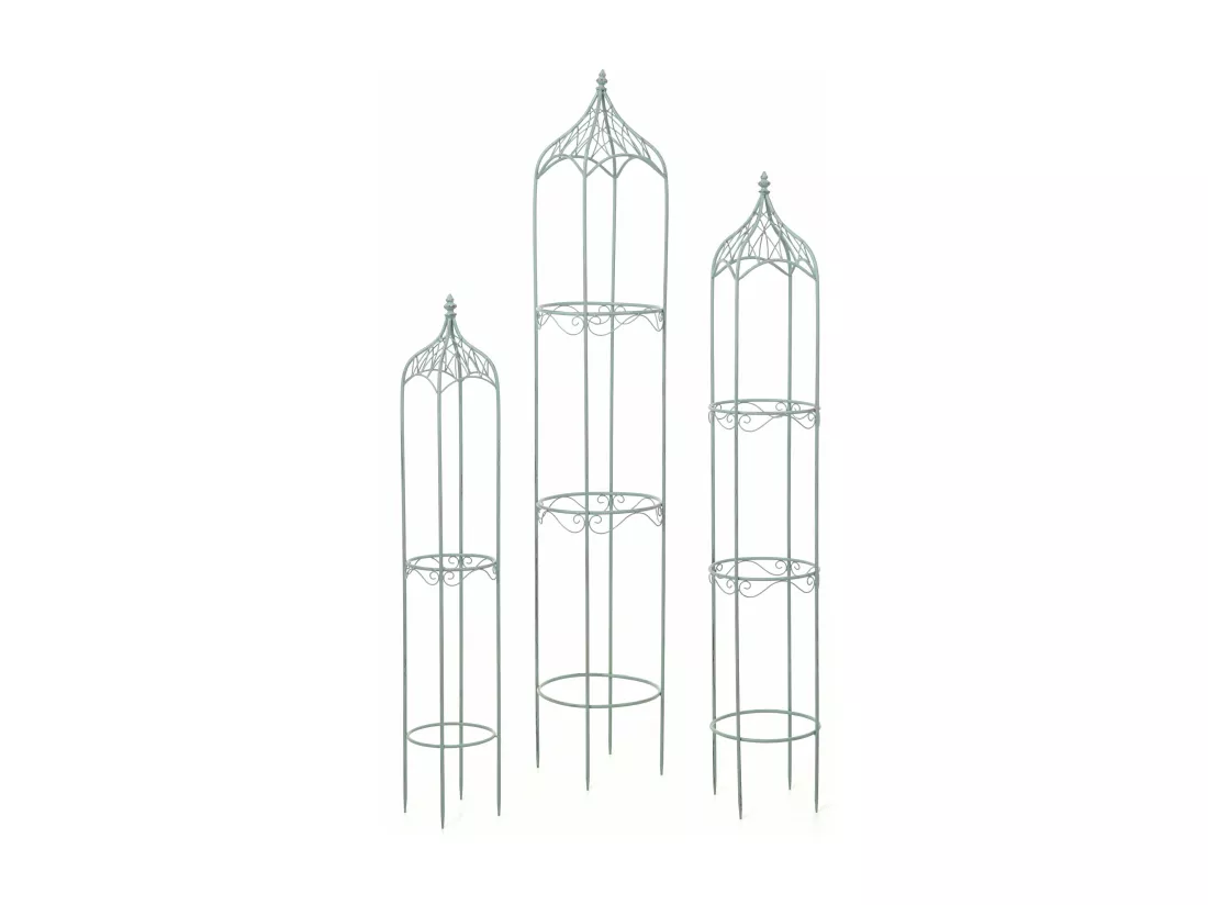 Lot de 3 treillis métal argentée 22 x 22 x 162 cm 04_0002995