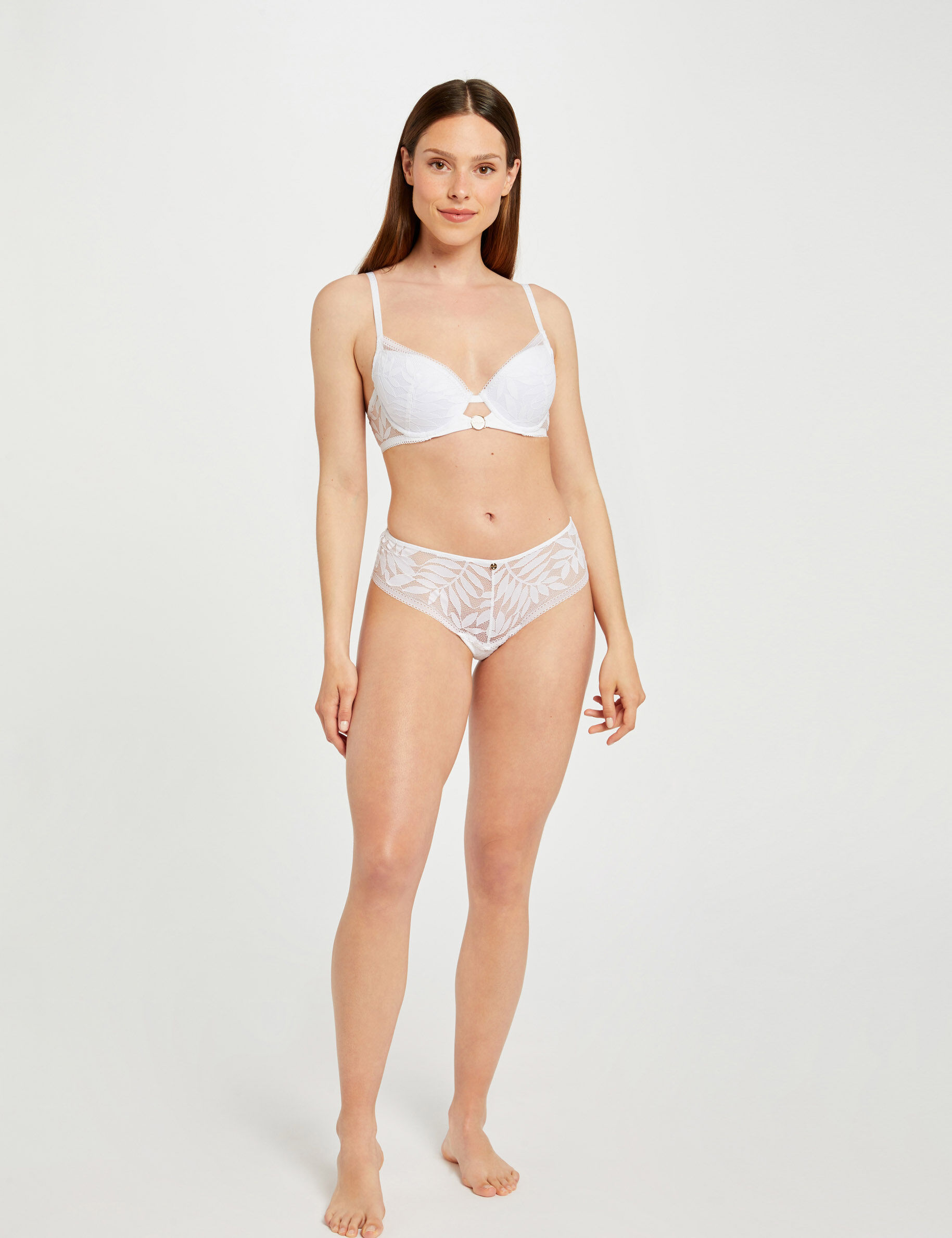 Shorty en dentelle blanc femme - blanc