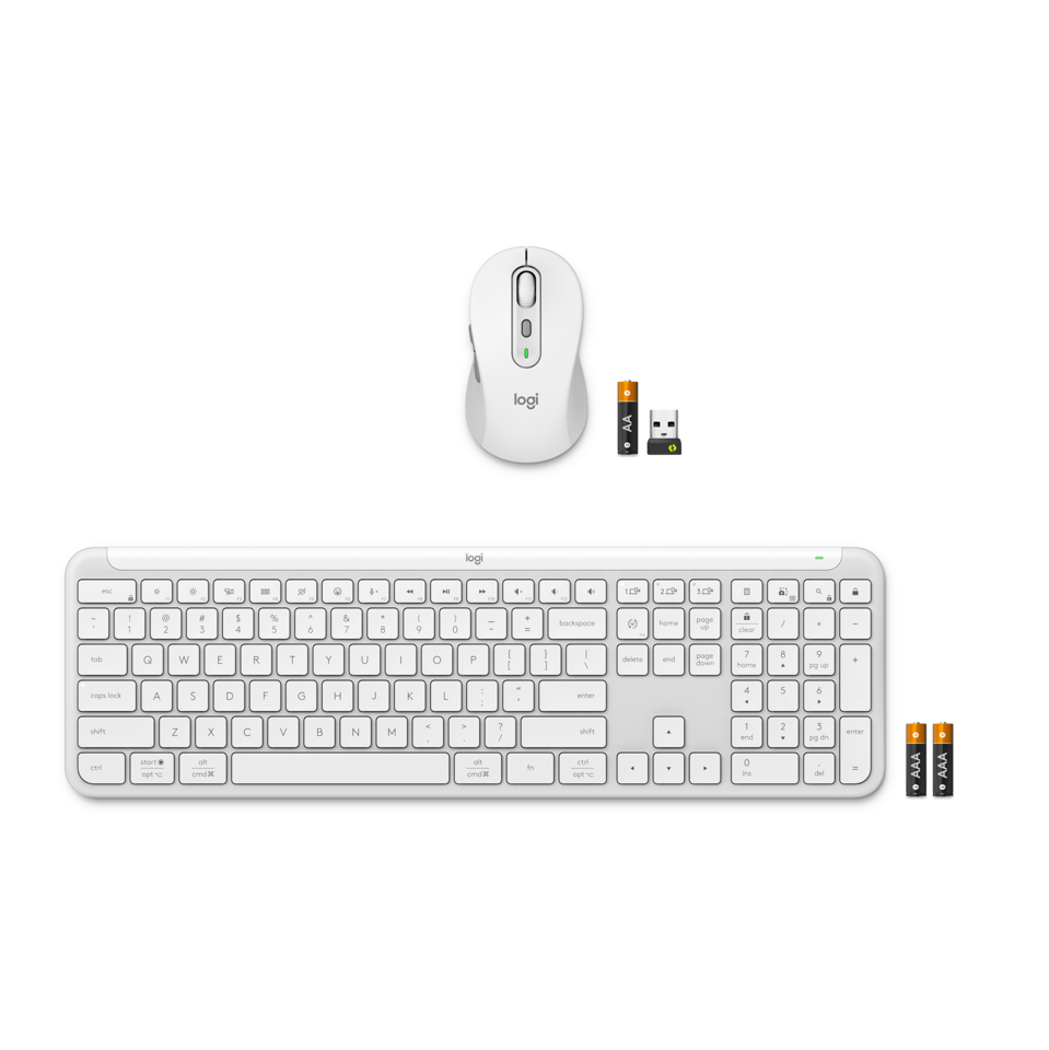 Logitech - Signature Slim Wireless Keyboard and Mouse Combo MK950 Off-White NORDIC