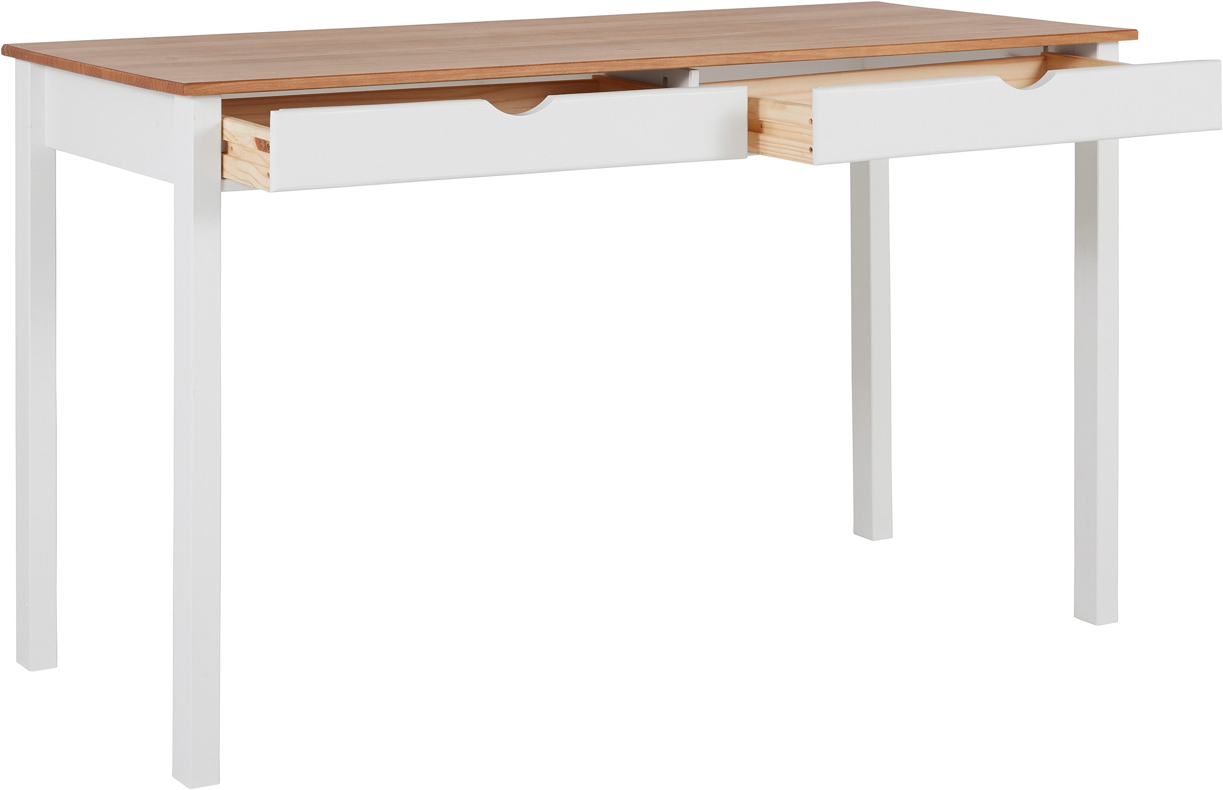 INOSIGN Schreibtisch »Gava« aus massiven Kiefernholz, mit praktischen Griffmulden, Breite 140 cm