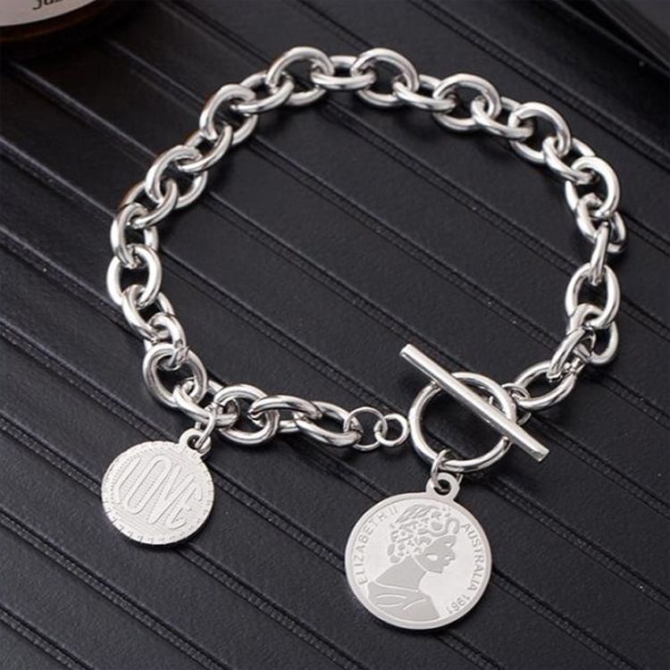 Malikasa - Schijfhanger / Armband van roestvrij staal / Set