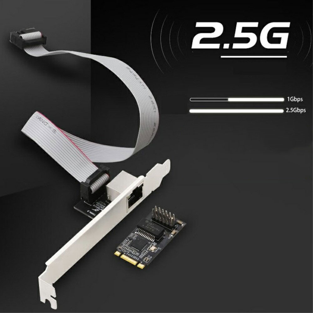 M.2 (B M Key) auf Gigabit Ethernet LAN RJ45 Netzwerkkarte für PC / Computer (10/100/2500 MBit/s) Adapter mit Softblende - Silber