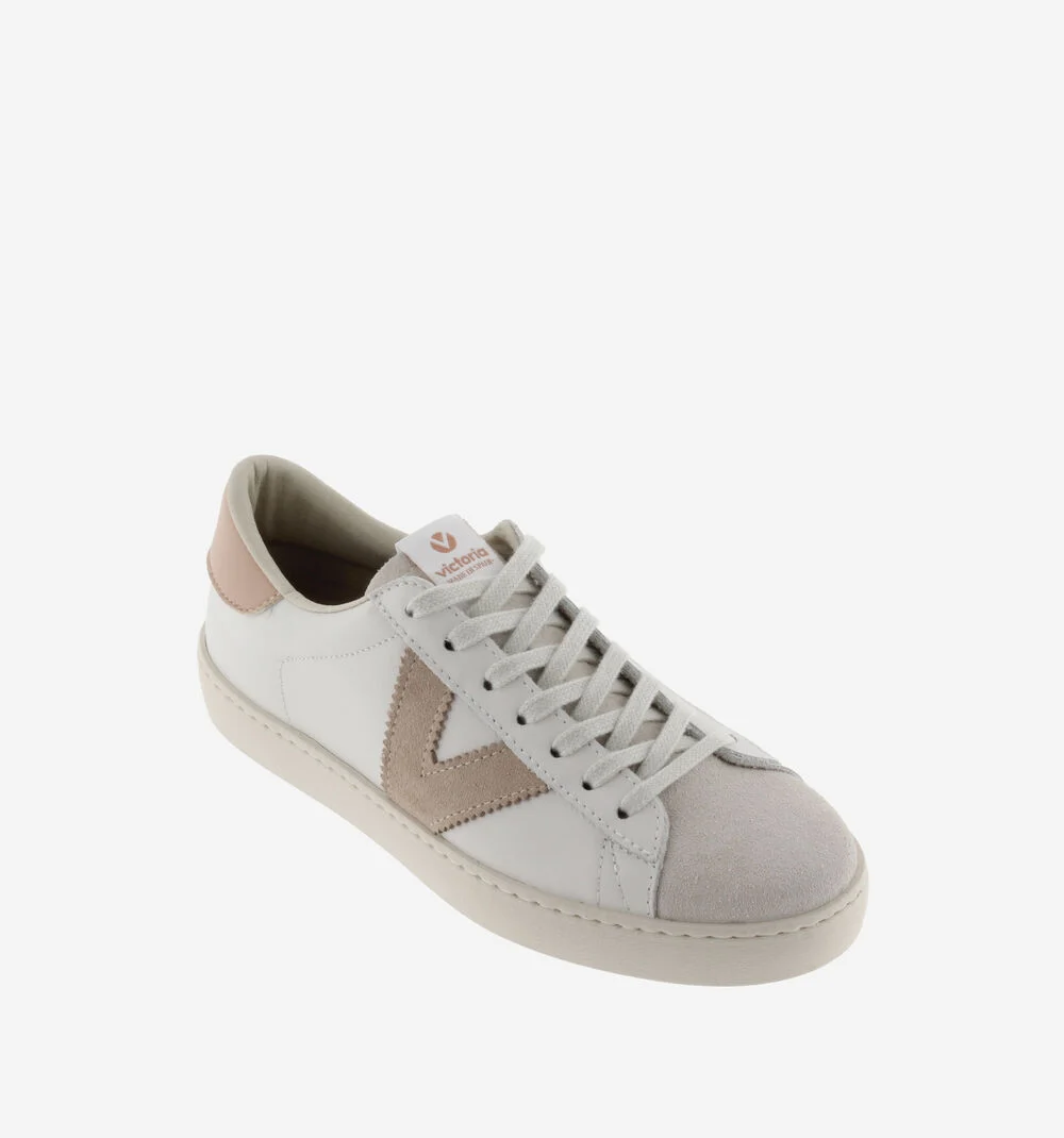 BERLÍN CUIR & CUIR FENDU Baskets blanches unisexes en cuir CUARZO
