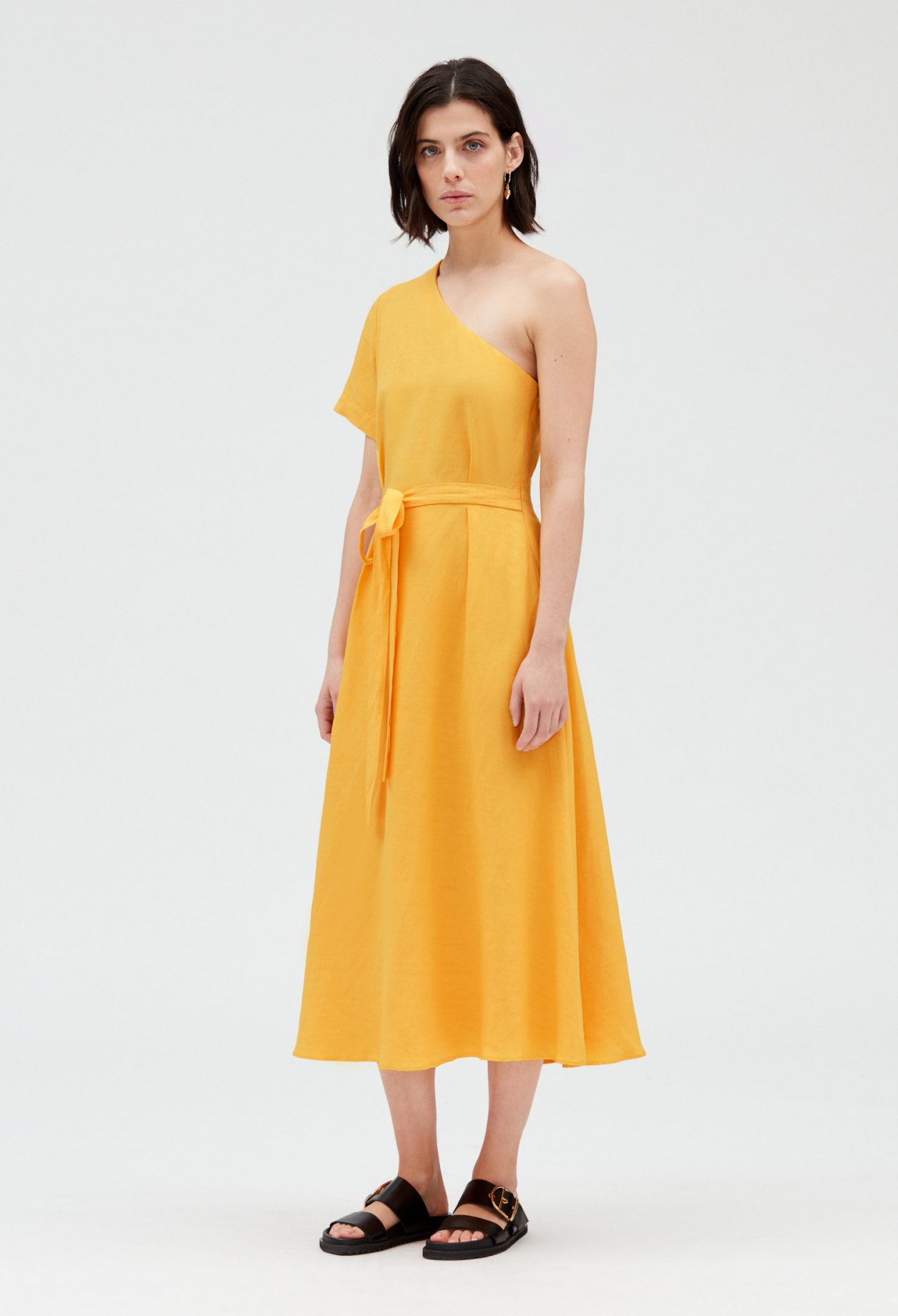 Robe midi asymetrique jaune