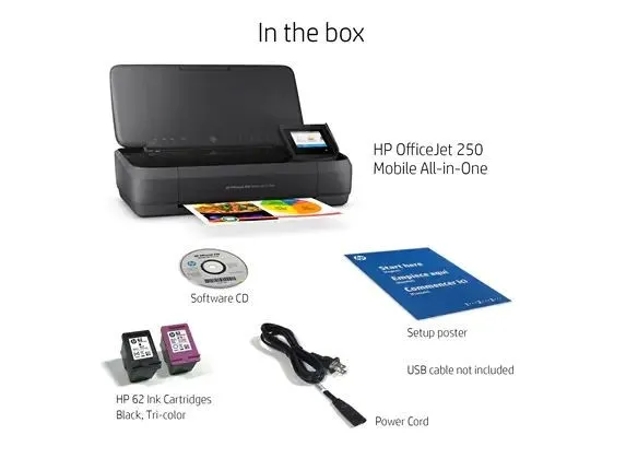 HP Officejet 250 Mobile All-in-One - Multifunktionsprinter - farve - blækprinter - Legal (216 x 356 mm) (original) - A4/Legal (medie) - op til 8 spm (kopiering) - op til 10 spm (udskriver) - 50 ark - USB 2.0, USB vært, Wi-Fi