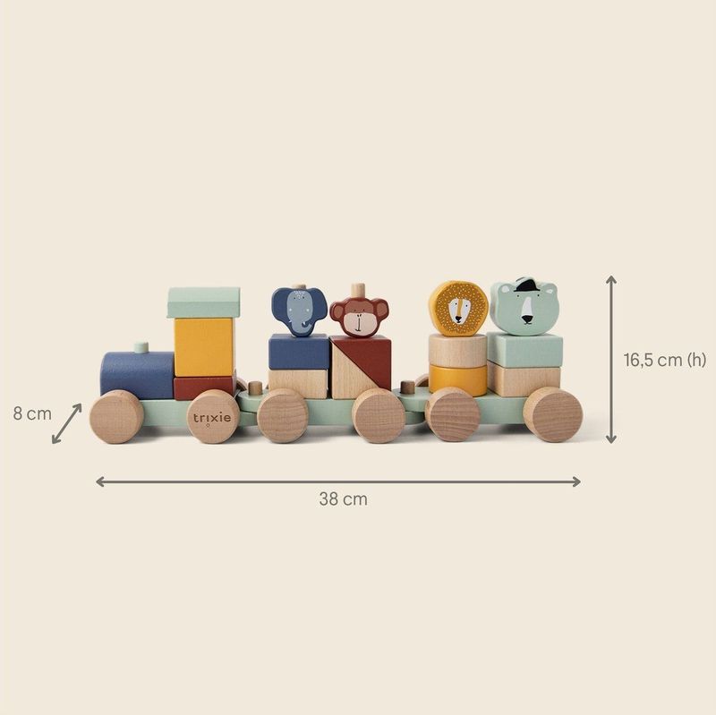 Trixie - Dieren Trein - Speelgoed - Hout - Inclusief Bouwblokken