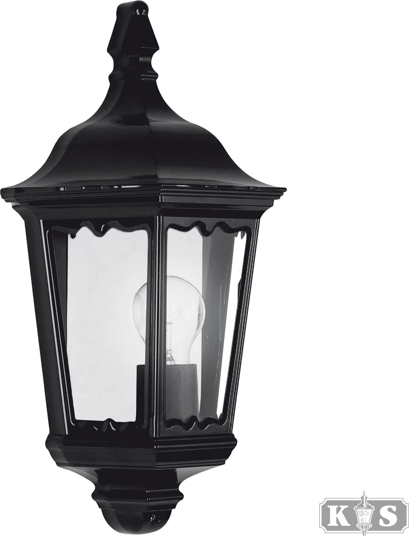 KS Verlichting wandlamp Ancona plat zwart 12 x 20 x 44 cm