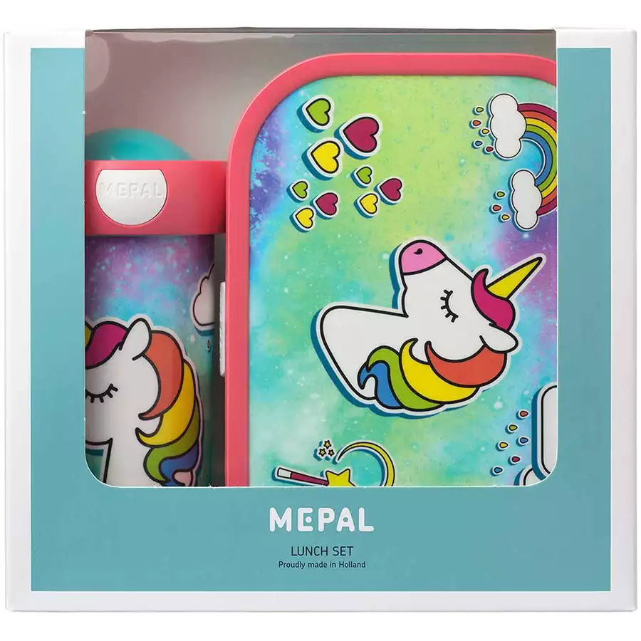 Mepal Brotdose + Verschlussbecher Campus 300 ml + 700 ml 2er Set bunt-pink