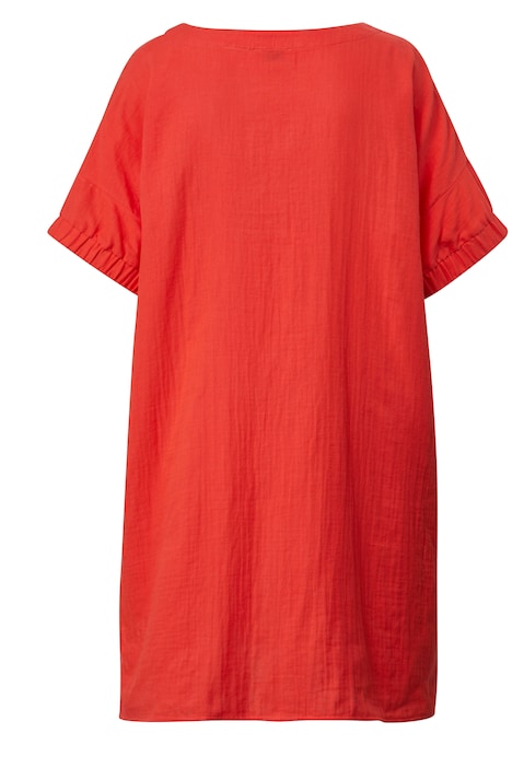 Tunika-Bluse, oversized, Musselin, überschnittene Schultern