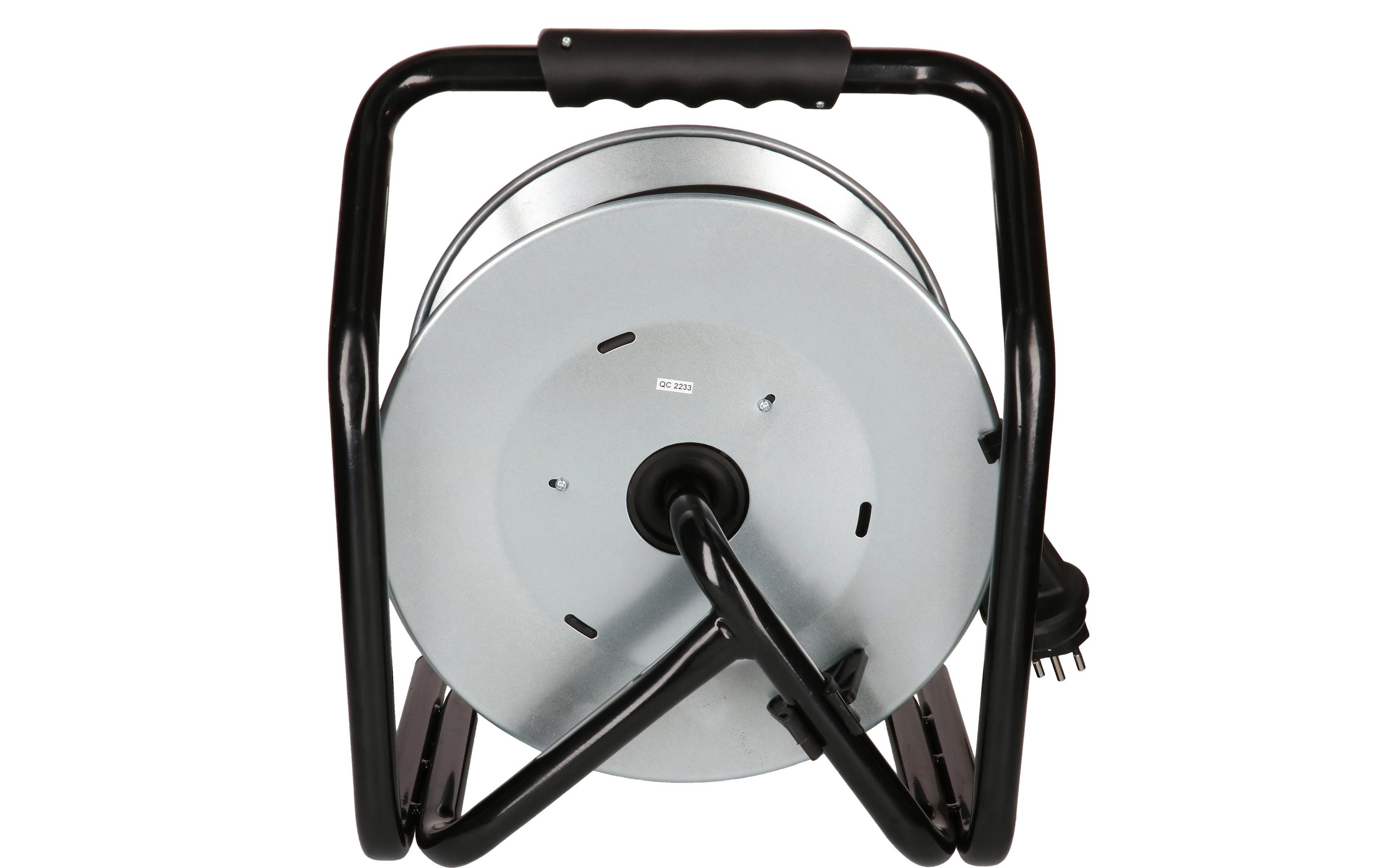 Kabelrolle maxREEL 25 m, 3x T13, IP55, Silber<br>25 m Stahl-Kabeltrommel für den Aussenbereich