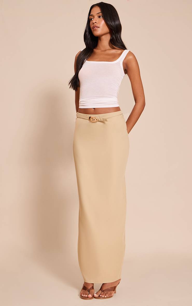 Vert Sauge Jupe Longue Colonne Tissée Avec Ceinture Pour Grande Taille
