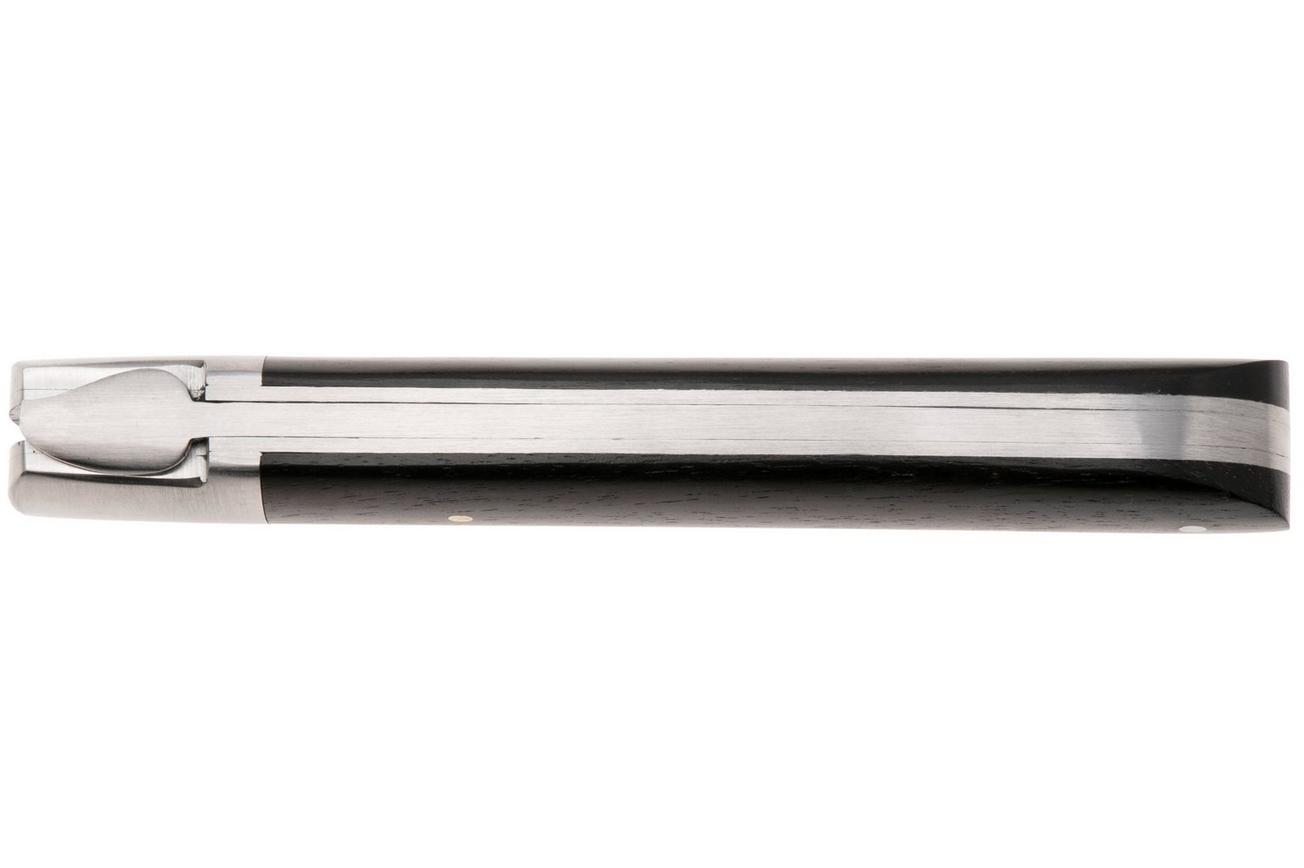 Laguiole en Aubrac Sauveterre Ebony, Matt Stainless Bolster, zakmes, 11 cm