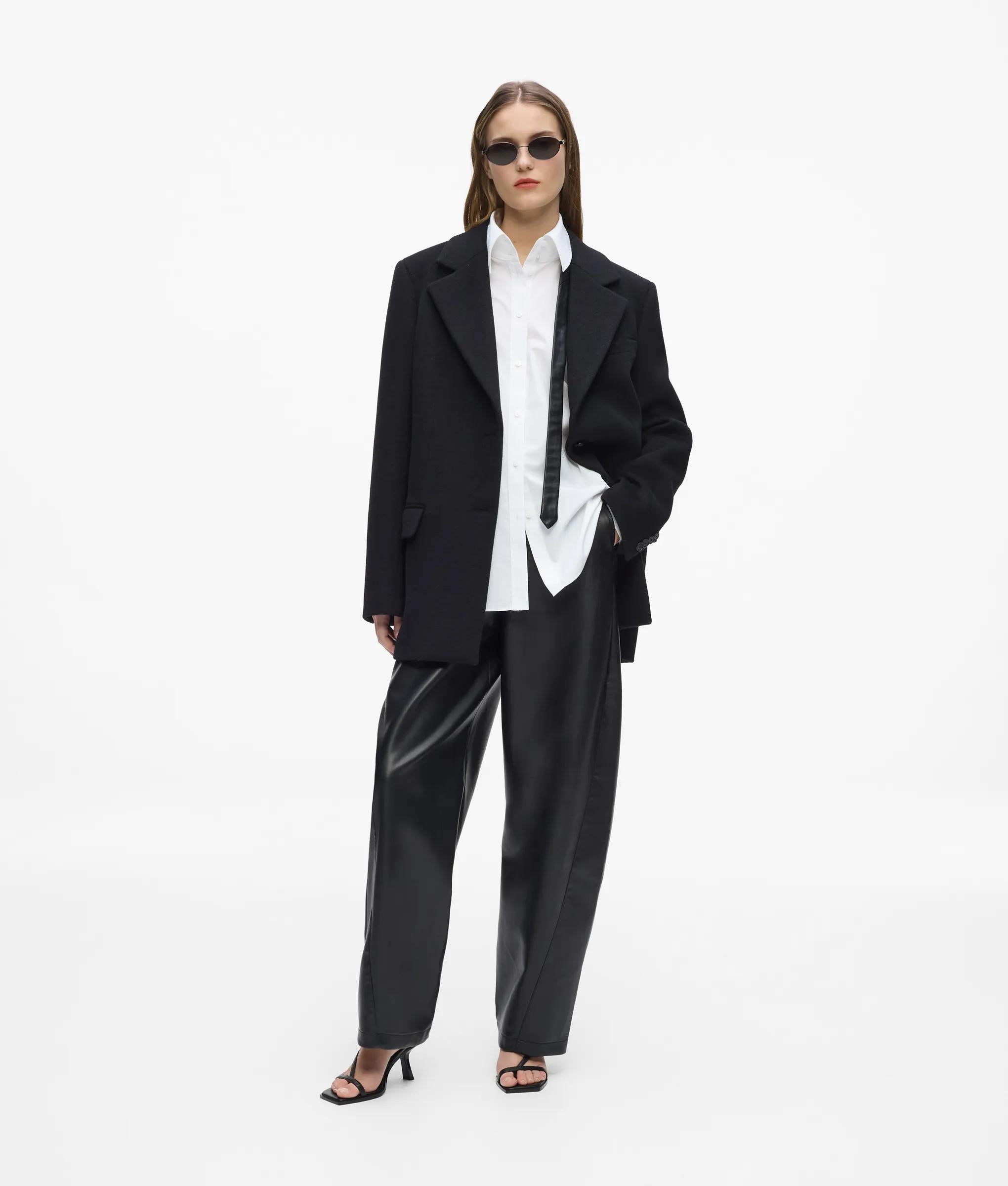 Poplin shirt met schoudervulling