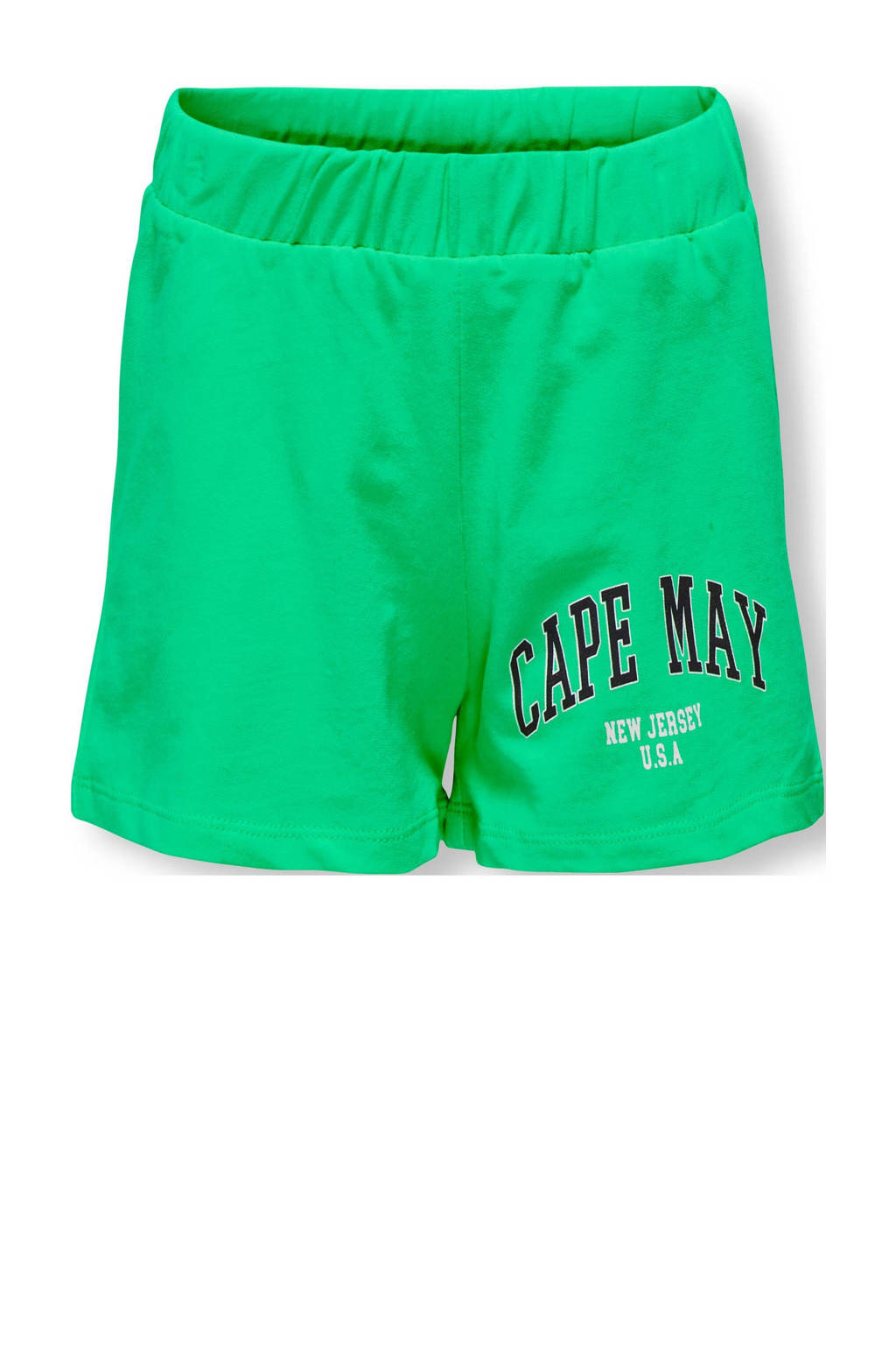 ONLY regular fit sweatshort KOGAMANDA met tekst frisgroen