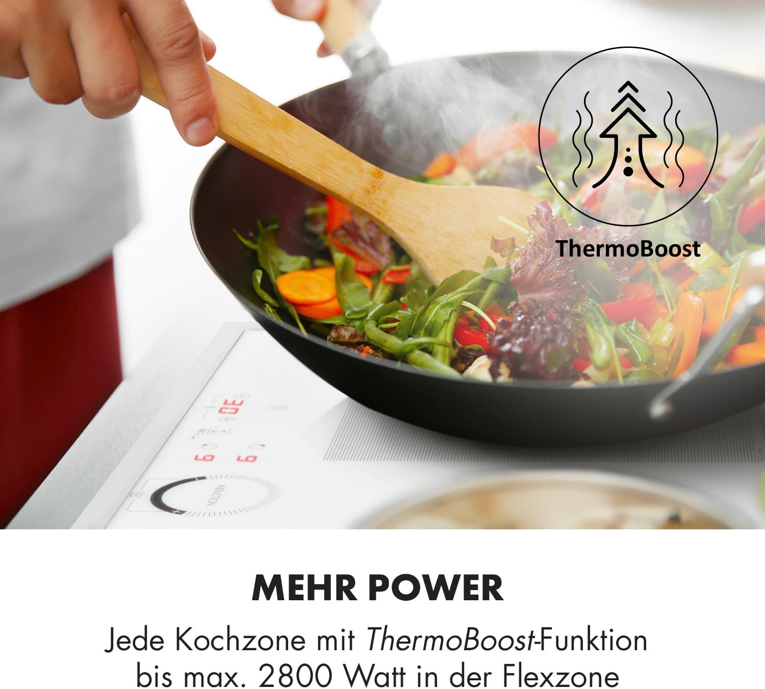 Klarstein Kochfeld, Glaskeramik, 4 Platten, Einbaukochfeld mit Touch-Display, Digitalanzeige und Timer-Funktion, Schnelles Aufheizen, 7000 Watt