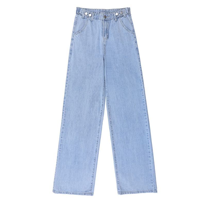 Denimot - High-waist gewassen wijde jeans