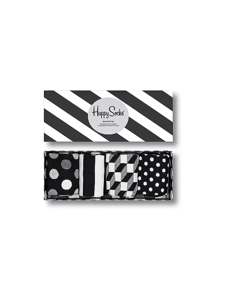 HAPPY SOCKS Damen Geschenkset 4-er Pkg. BLACK&WHITE 36-40 black schwarz