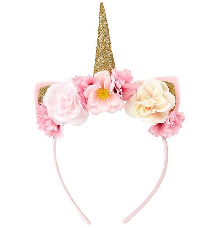 Souza Kostüm - Haarreifen m. Blumen - Einhorn - Rosa/Gold