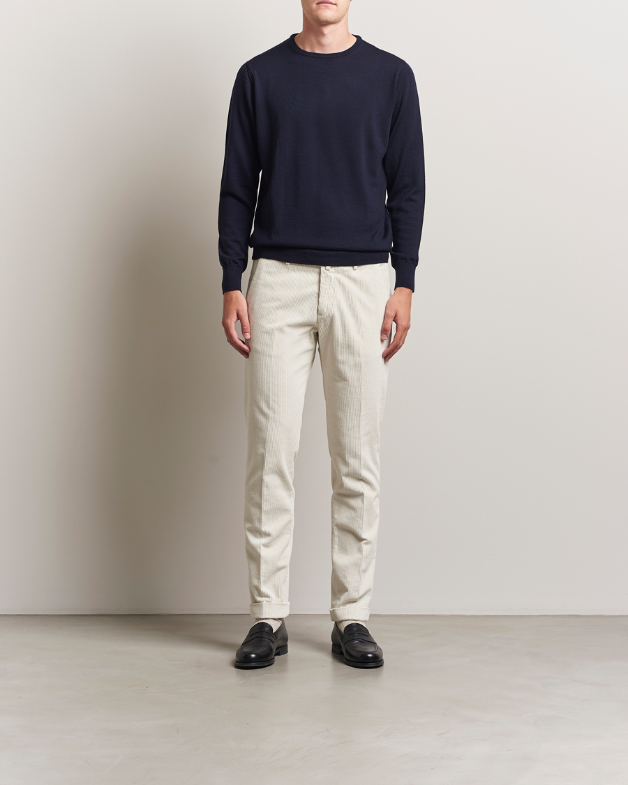Morgano Extra Fine Merino Wool Crewneck Navy