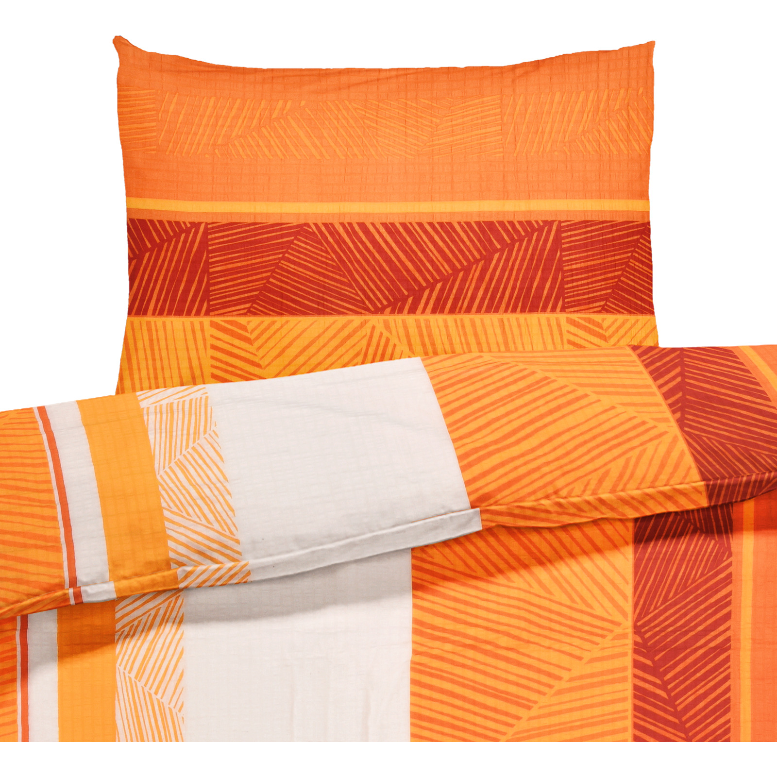 Bettwäsche Seersucker Muster orange 160x210 65x100 Bettanzug Nord
